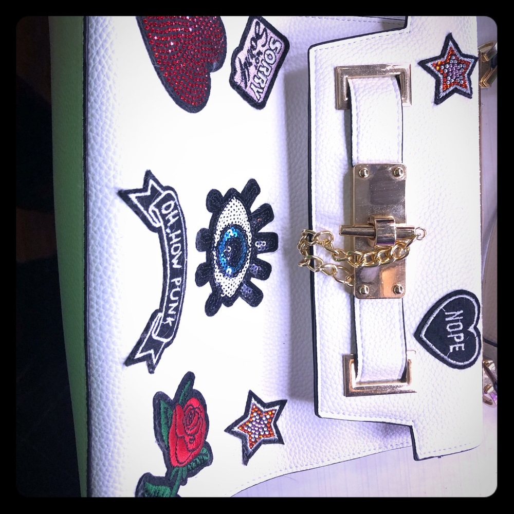 Aldo white patch purse